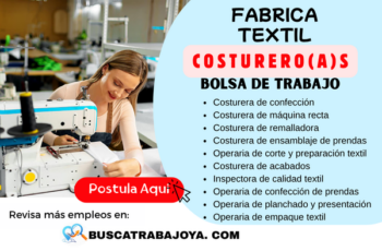 Trabajo de Costurera en Fábrica Textil: Puestos y Postulación